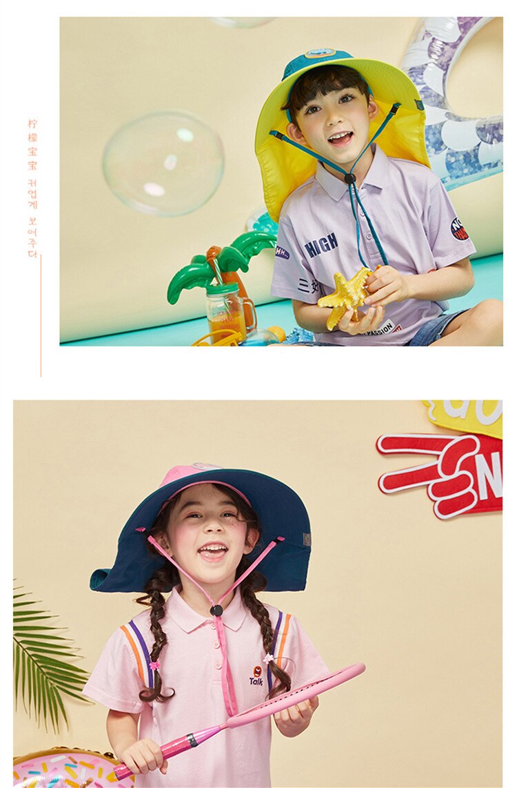 Kocotree Wide Brim Children Sun Hat Kids Bucket Cap Summer Beach Girls Travel Outdoor New Fashion Cute Casual Sun Hats